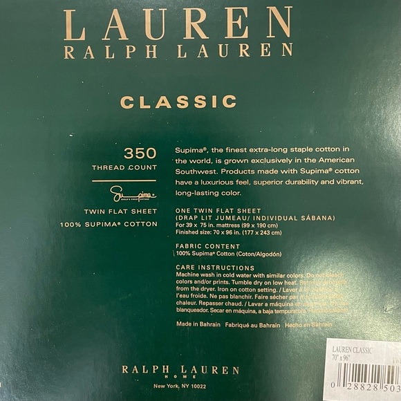 Ralph Lauren Twin Flat Sheet Classic British Taupe SUPIMA 350 Thread Count NEW. - Picture 3 of 6